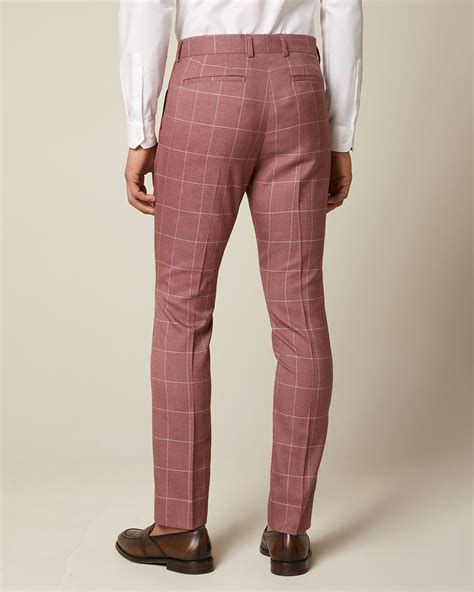 Slim Fit Checkered Red Suit Pant Rwandco