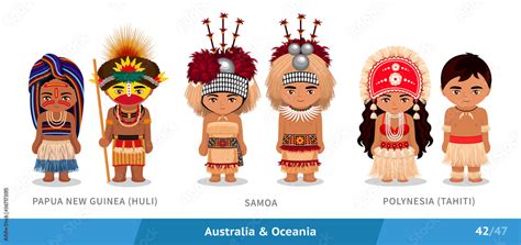 Vecteur Stock Papua New Guinea Huli Tribe Samoa Polynesia Tahiti