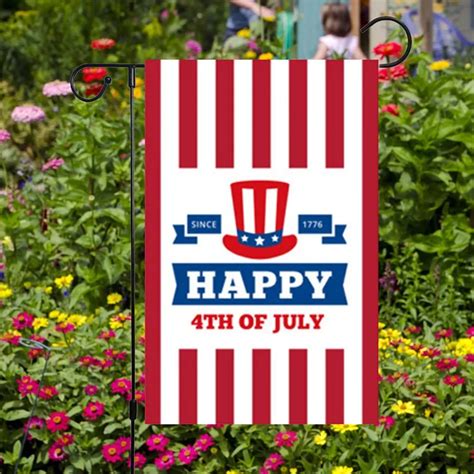 1 Pc Fashion 3045cm Happy Independence Day Garden Flag Indoor Outdoor Home Decor Printing Flag
