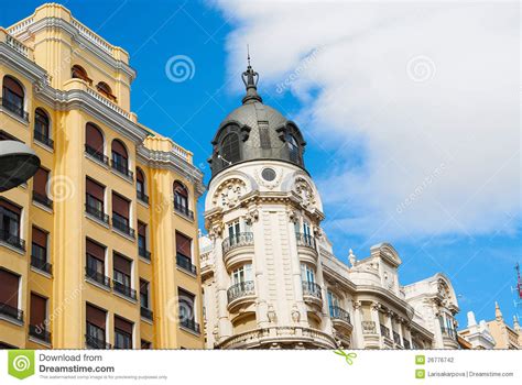 Historic Buildings With Lace Fronts Of Madrid Stock Photo Image Of