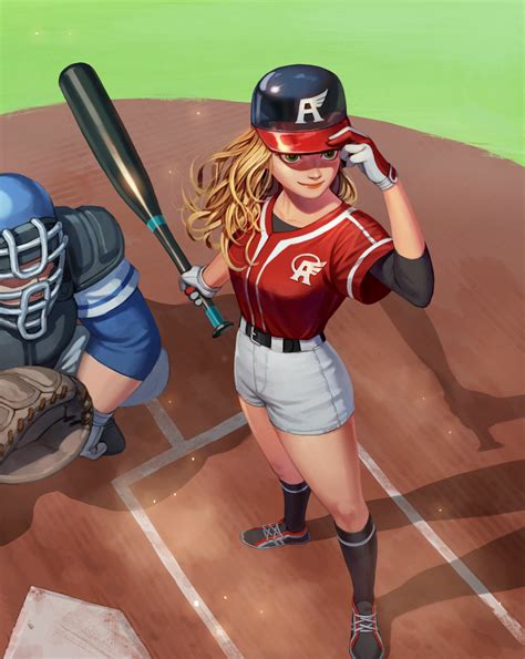 Artstation Baseball Girl Kim Sunhong Baseball Girls Girls Baseball Outfit Anime Girl