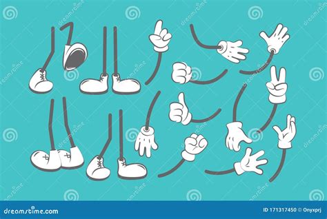 Cartoon Hands In Gloves Doodle Comic Mascot Arms Human Character