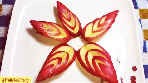 Art In Apple Leaf Fruit Carving Fruit Cutting And Design For Beginners