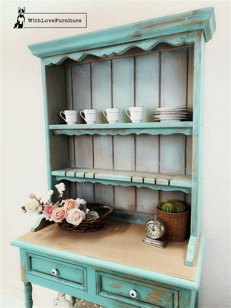 Farmhouse Hutch With Open Shelving Distressed Painted Hutch Etsy
