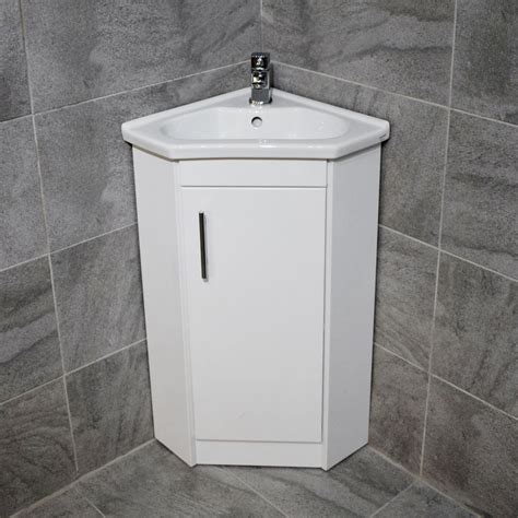 Corner Vanity Unit Including Basin Sink White Gloss Cloakroom Unit