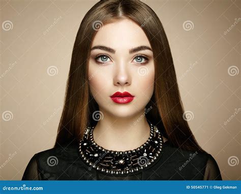 Fashion Portrait Of Elegant Woman With Magnificent Hair Stock Image