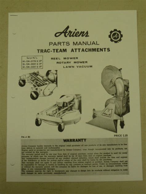 Ariens Trac Team Attachments Reel Rotary Mower Lawn Vacuum Parts