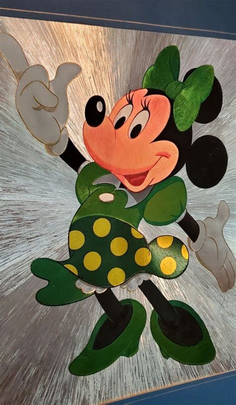 Vintage Collectible Disney Minnie Mouse Green Dress 3d Dufex Foil