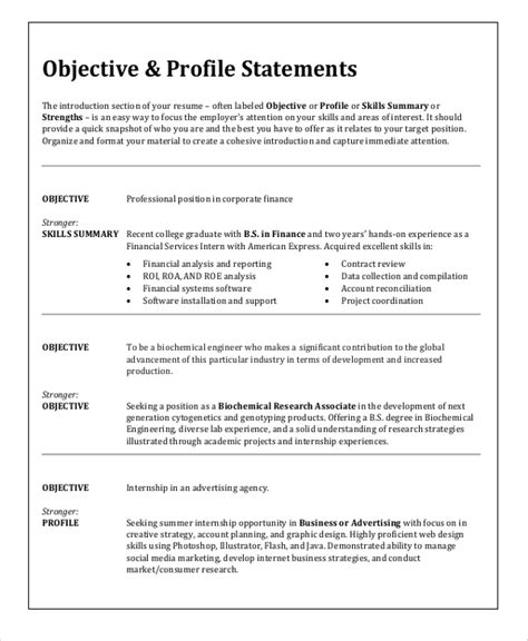 Free 6 Sample Resume Objective Templates In Ms Word Pdf