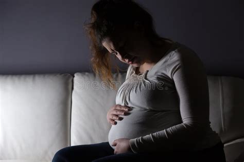 Expectant Mom Experiencing A Tough Painful Contraction Stock Image