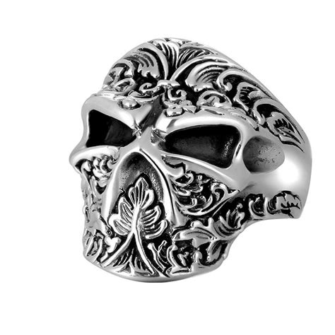 Sugar Skull Ring For Men Sterling Silver Mexican Skull Ring Etsy