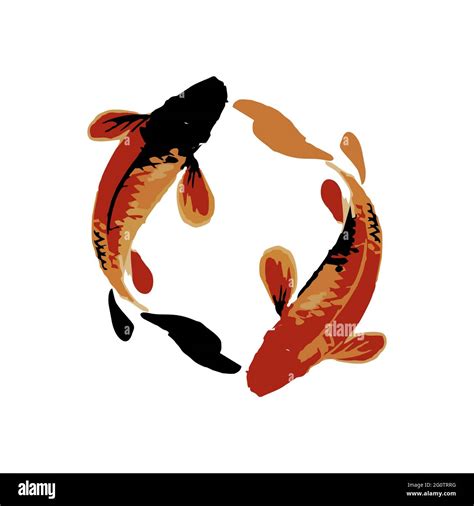 Koi Fish Illustration In In Art Splash Japan Style Art Vector Stock