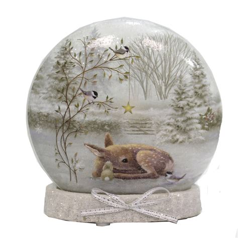 Stony Creek Winter Orb Wbase Lit Glass Deer Snowman Bird Bunny Swn0237
