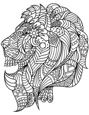 You can get the free from here. Lion Head Zentangle coloring page | Free Printable ...