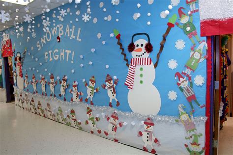 Snowball Fight Hall Way Decoration Christmas Classroom Door School