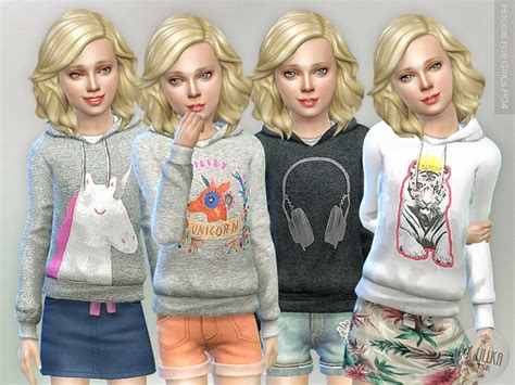 The Sims Resource Hoodie For Girls P04 By Lillka Sims 4 Downloads