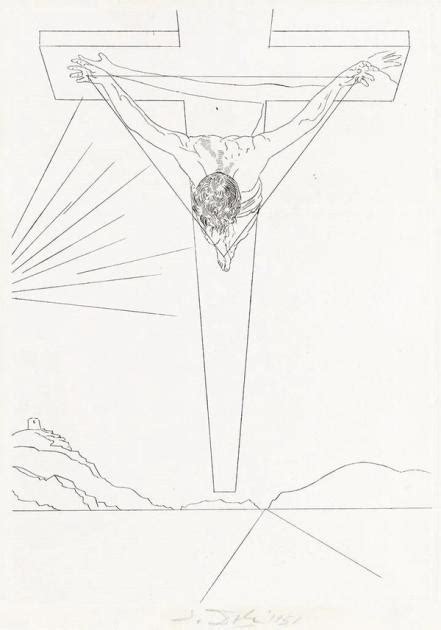 Salvador Dali Christ Of St John Of The Cross Signed Print 1951