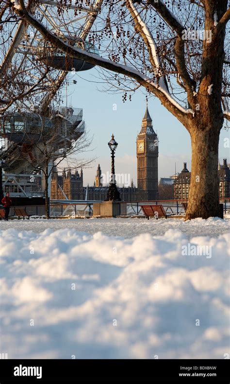 London Big Ben In The Snow Stock Photo Alamy