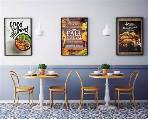 fast food corner wall posters mockup poster mockup mockup  psd restaurant design rustic