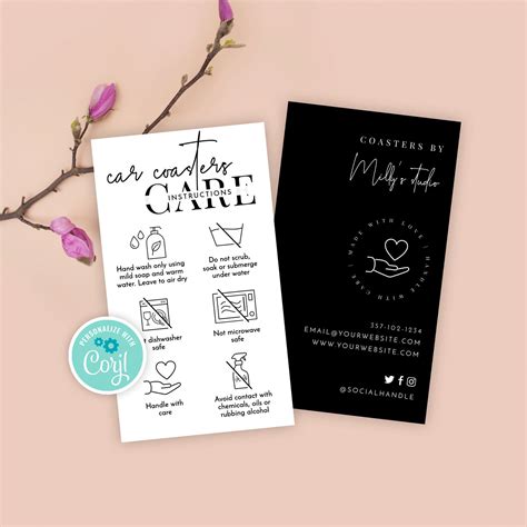 Car Coasters Care Card Template Customizable Drink Holder Etsy