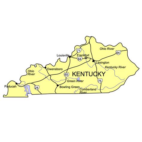 Kentucky Us State Powerpoint Map Highways Waterways Capital And