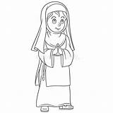 Monja Nonne Colorata Rezando Suora Childish Saluta Färbungsseite Coloración Pregava Prière Felice sketch template