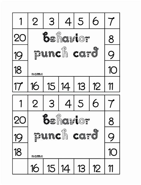 punch card template free downloads beautiful template reward template behavior punch cards