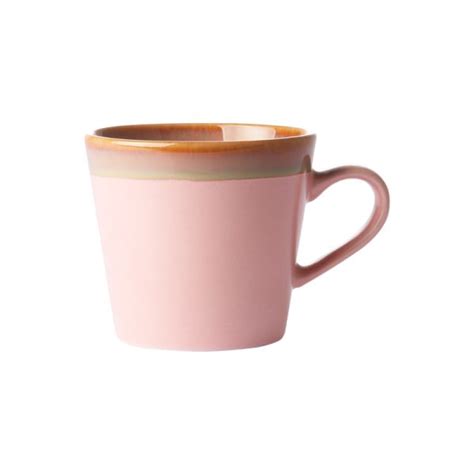 70s Ceramics Cappuccino Mok Pink Gouts Et Couleurs