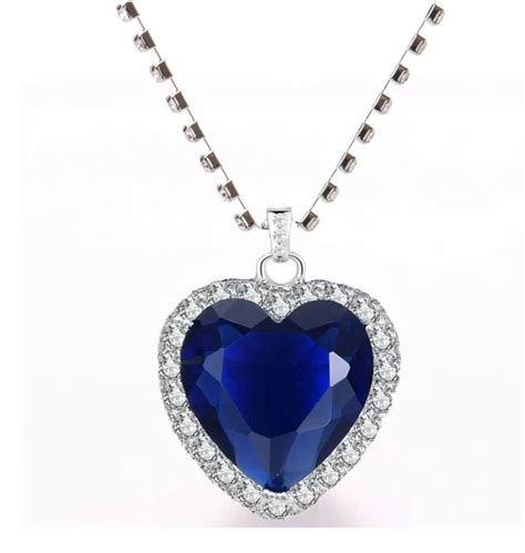 Titanic Blue Love Heart Necklace And Earringsheart Of Etsy Uk Pendant Crystal Necklace