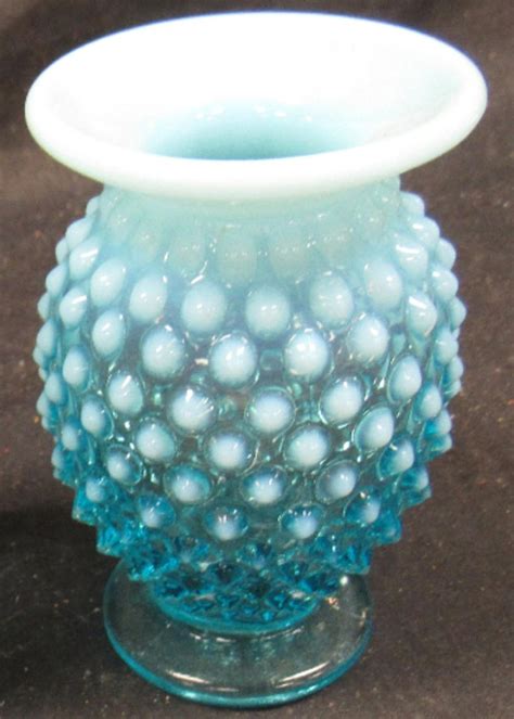 Sold Price Vintage Fenton Blue Opalescent Hobnail Small Vase Antique