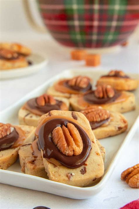 Butter Pecan Shortbread Cookies With A Turtle Topping West Via Midwest