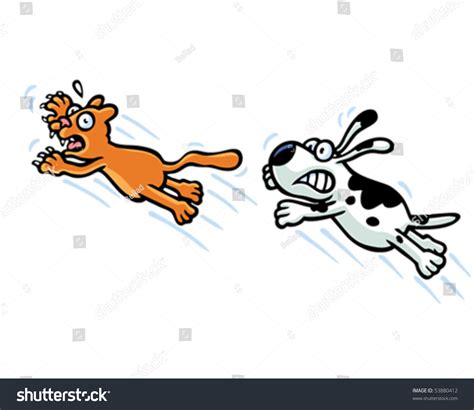 Dog Chasing Cat Stock Vector 53880412 Shutterstock