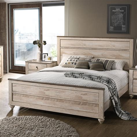 Imerland Contemporary White Wash Finish Bedroom Collection Roundhill