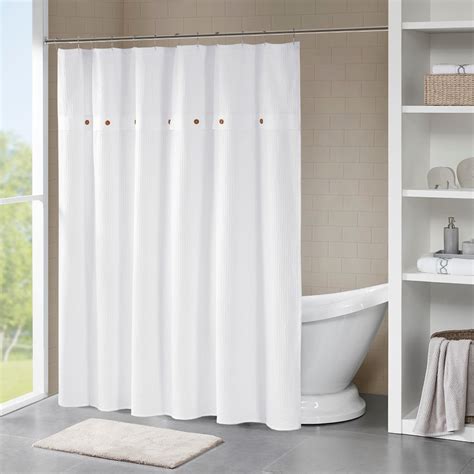 Finley White 100 Cotton Waffle Weave Textured Shower Curtain Finley
