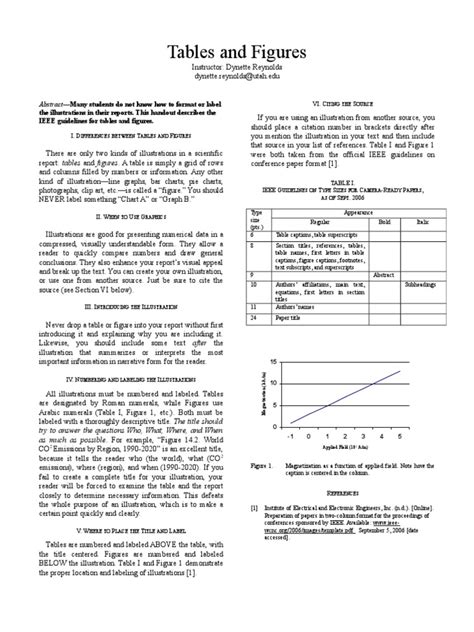 Ieee Tables And Figures Pdf Chart Abstract Summary