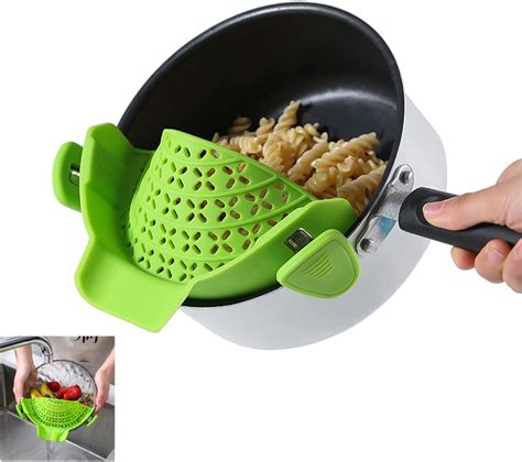 Clip On Strainer Pasta Strainers Amorbase Adjustable Silicone Snap