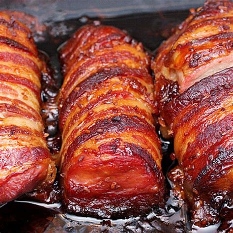 A homemade barbecue sauce adds great flavor. Brown Sugar Bacon Wrapped Pork Tenderloin | Recipe | Pork tenderloin recipes, Bacon wrapped pork ...
