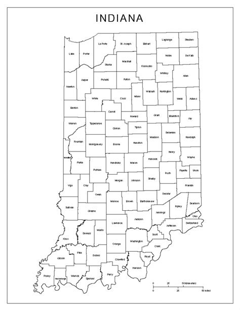 Labeled Indiana County Map