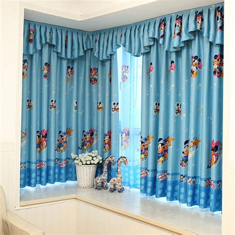 2016 Blue Mickey Mouse Window Shading Printing Curtains Children