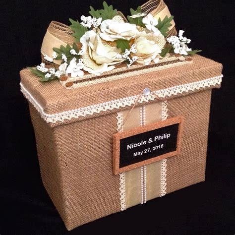 Rustic Wedding Card Boxwedding Card Box With Slotburlap