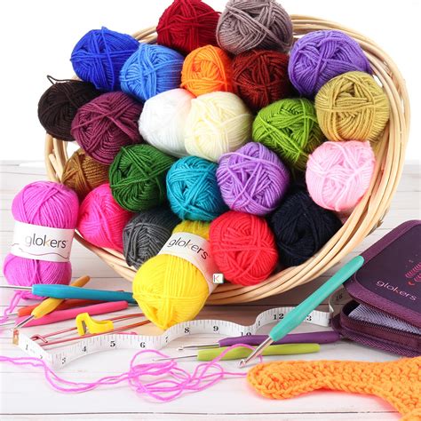 Full Crocheting Kit Hooks And Yarn Set 24 Balls Of Yarn Tools 525