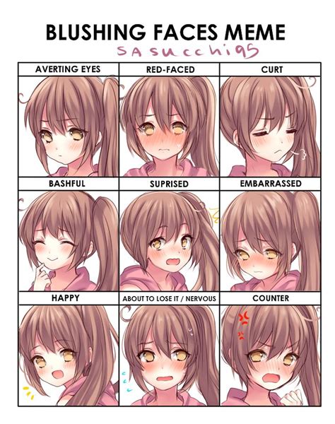 Blushing Faces Memesasu By Sasucchi95 Anime Faces Expressions Blushing Face Anime Expressions