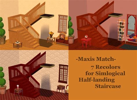 Mod The Sims 7 Maxis Match Recolors Of Simlogicals Half Landing Stairs