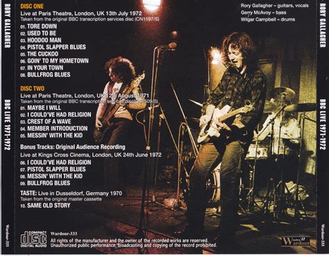 Rory Gallagher Bbc Live 1971 1972 2cd Giginjapan