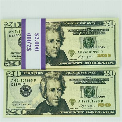 100 Pcs X $20 Replica Fake Copy Prop Realistic Dollar for Movie Media