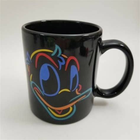 Donald Duck Coffee Mug Cup Black 1980s Vintage Walt Disney
