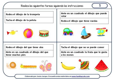 Paquete De 15 Fichas De Comprensión De Instrucciones Escritas Para