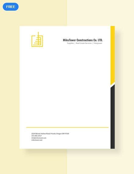 Sample Construction Letterhead Template | Free Download