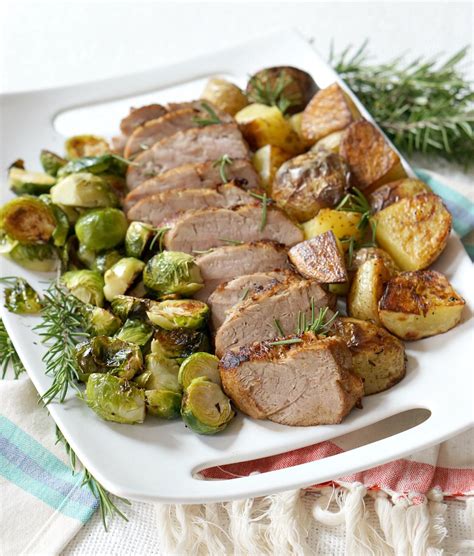 This sheet pan meal has juicy pork loin, crispy brussels sprouts and roasted sweet potatoes all in one! Sheet Pan Pork Tenderloin Dinner | Recipe | Cooking pork ...