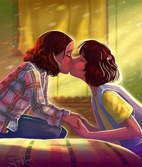 fan art de stranger things terceira temporada mileven mike e eleven 💙💛 strangerth